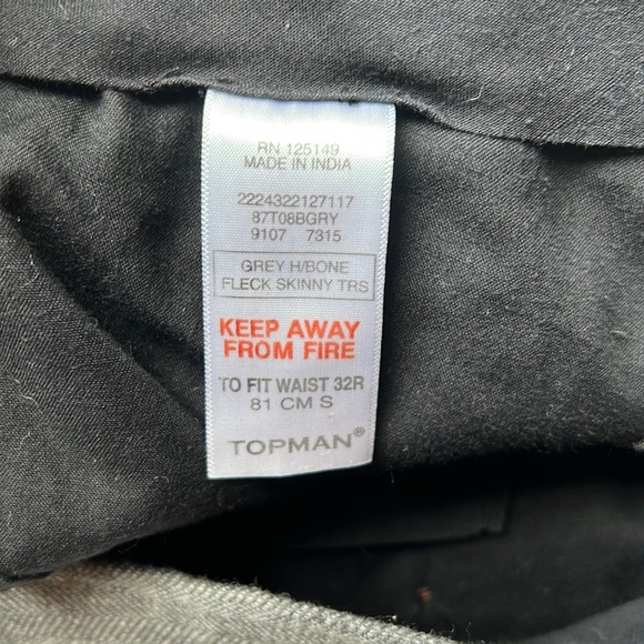 Herringbone gray tailored Topman pants - size 32R - Picture 4 of 5